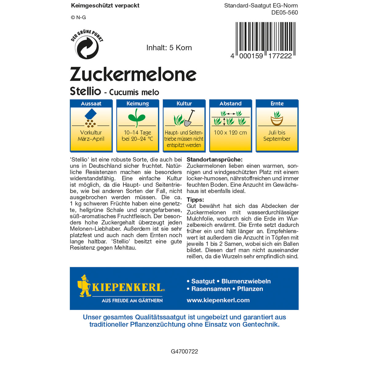 Kiepenkerl Zuckermelone Stellio Bild 2