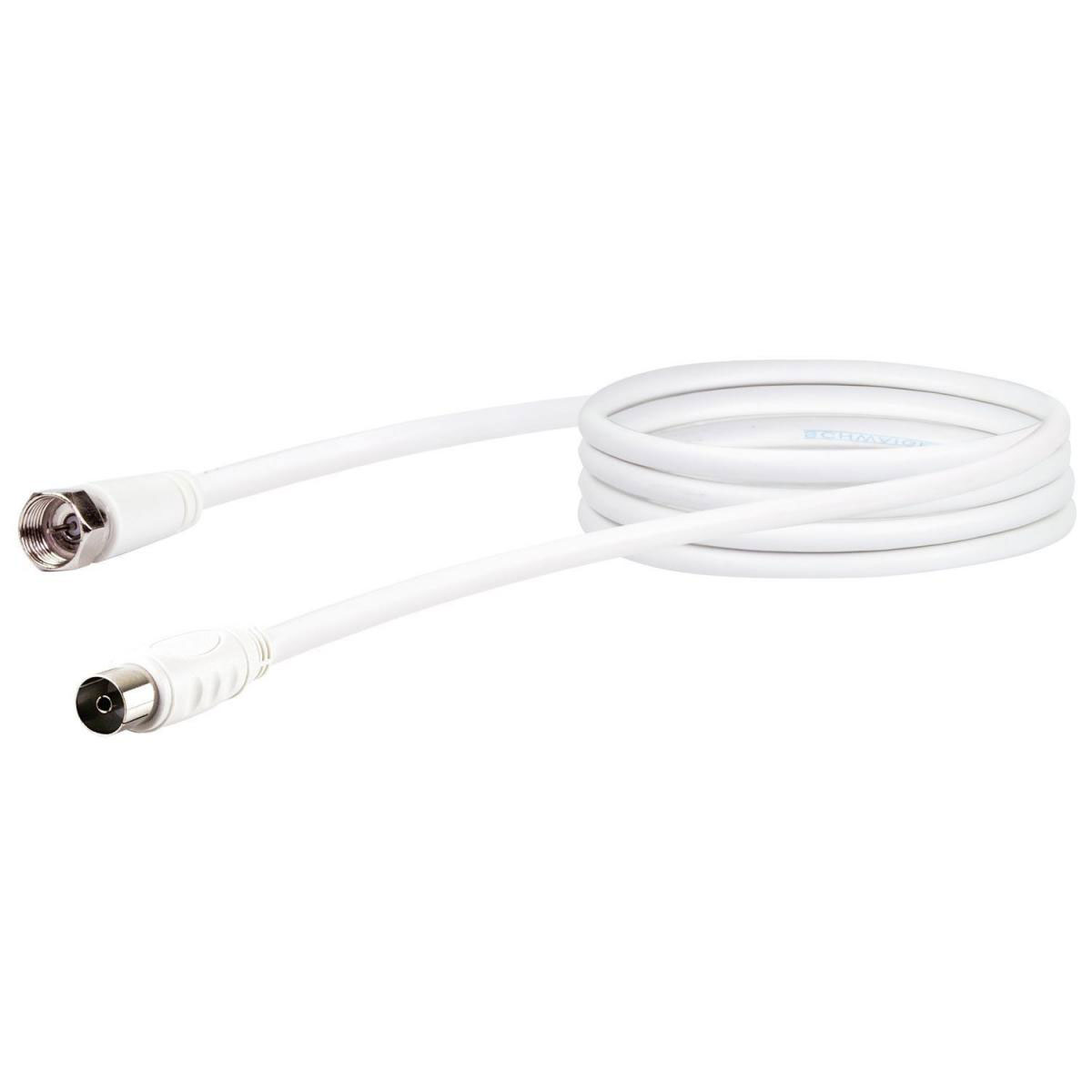 Schwaiger SAT-Antennenkabel 75 dB 1,5 m weiß mit F-Stecker und IEC Buchse
