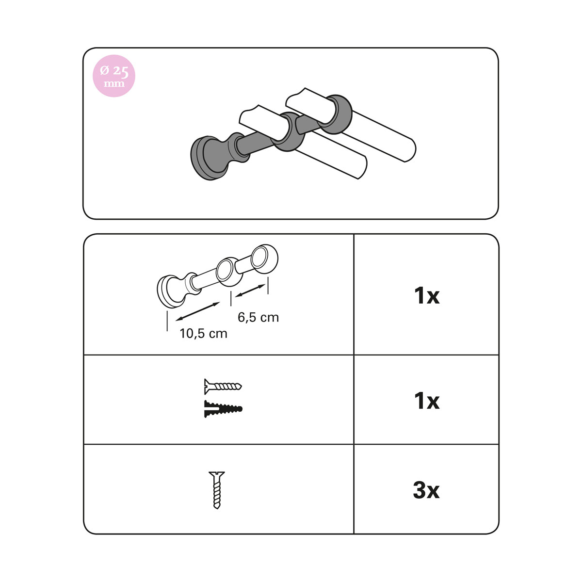 Gardinia Doppelträger Country für Durchmesser 25 mm geschlossen kolonial-gebürstet Bild 4