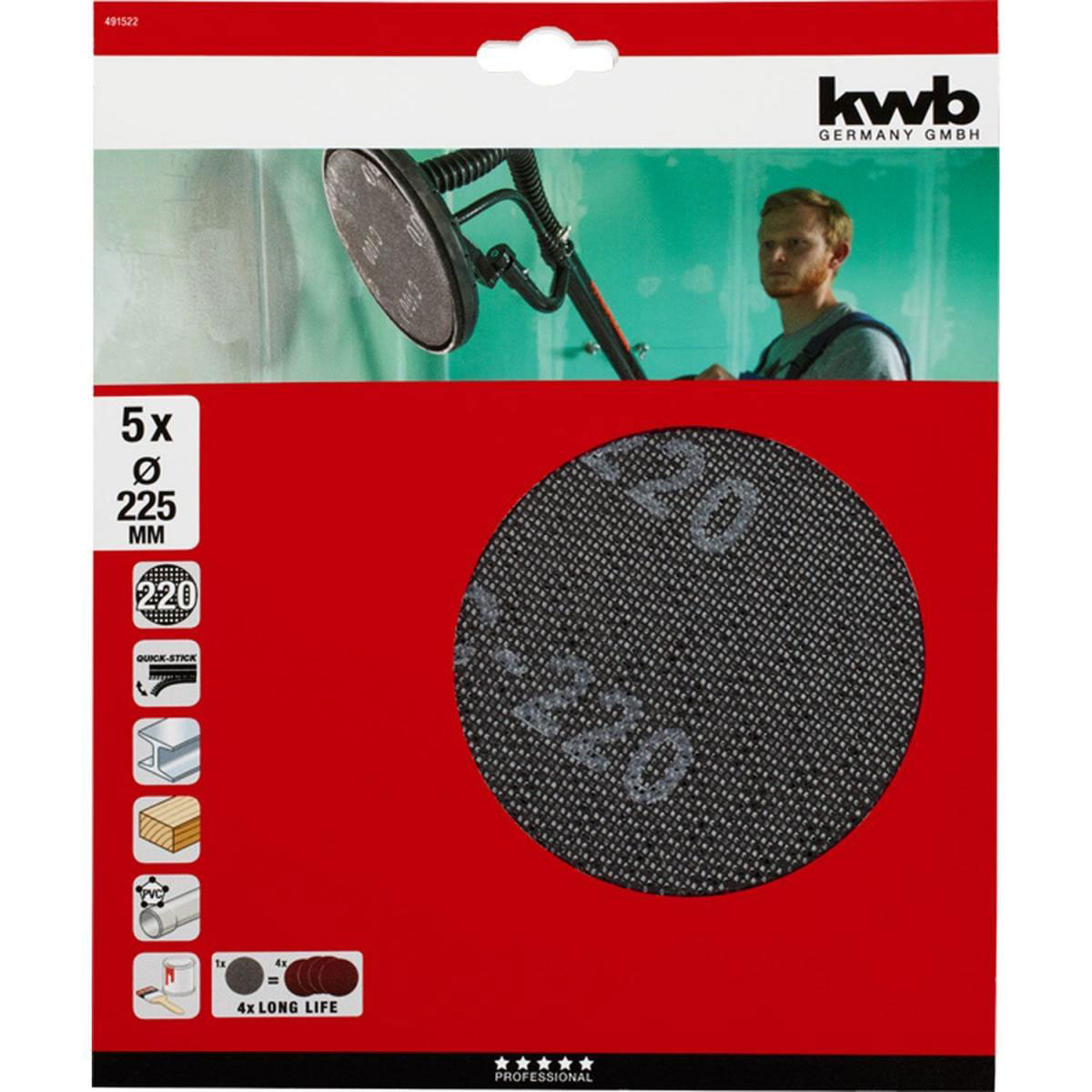 kwb  Gitterleinen für Langhalsschleifer Durchmesser 225 mm K220 Bild 2