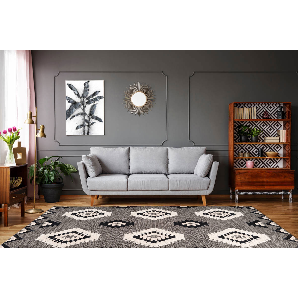 Ethno-Teppich Ethnie 400 grau Bild 2