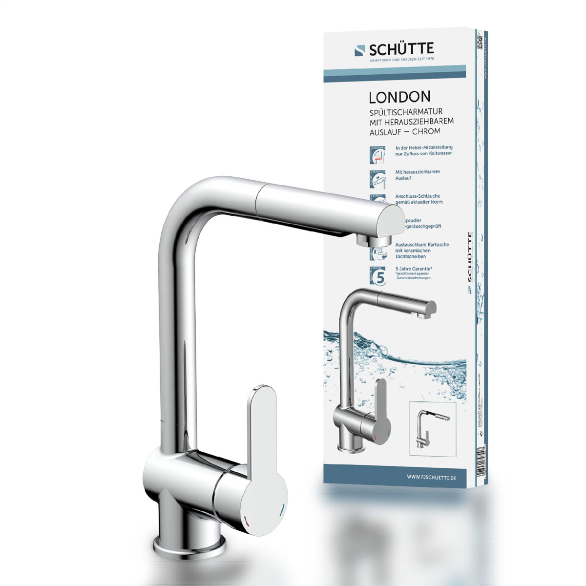 Schütte Spültischarmatur London chrom mit herausziehbarem Auslauf Bild 4