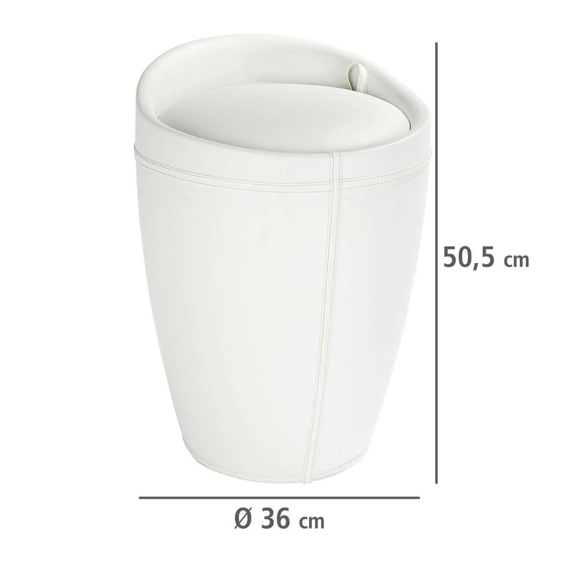 Wenko  Hocker Candy White in Lederoptik mit Wäschesack Badhocker mit abnehmbarem Wäschesammler Bild 3