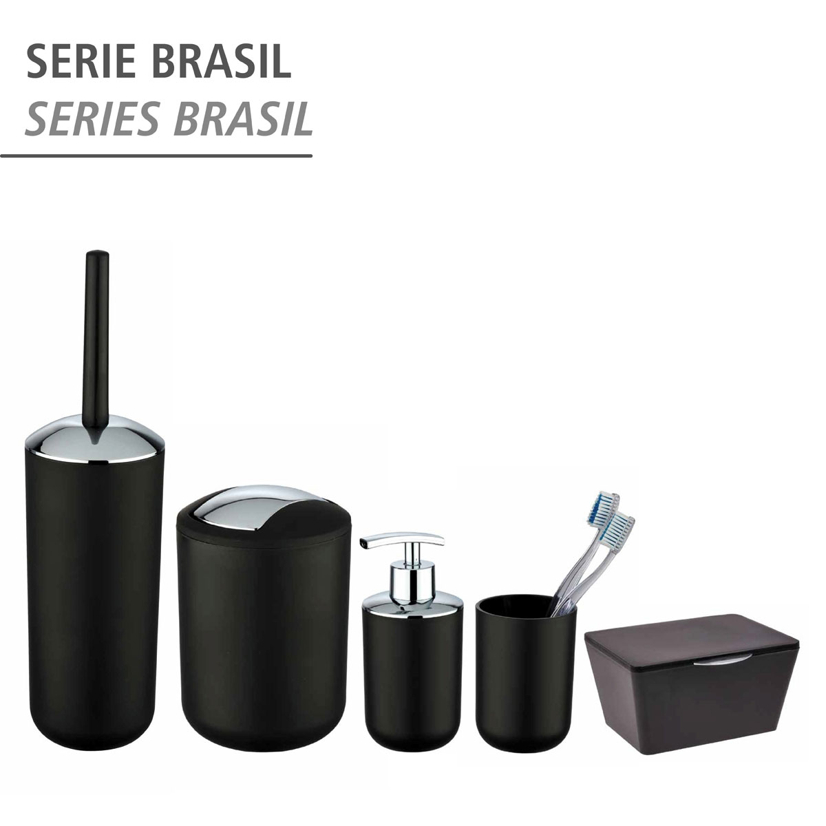 Schwingdeckeleimer „Brasil“ L, schwarz, 6,5 L