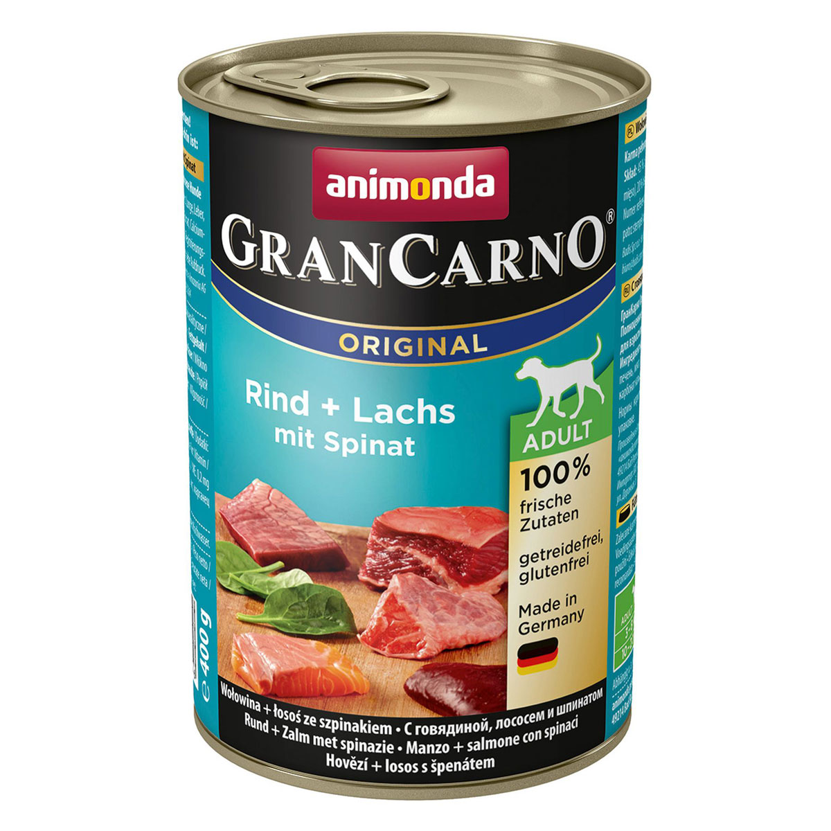 Dog Adult, Rind & Lachs & Spinat, 400g, Dose