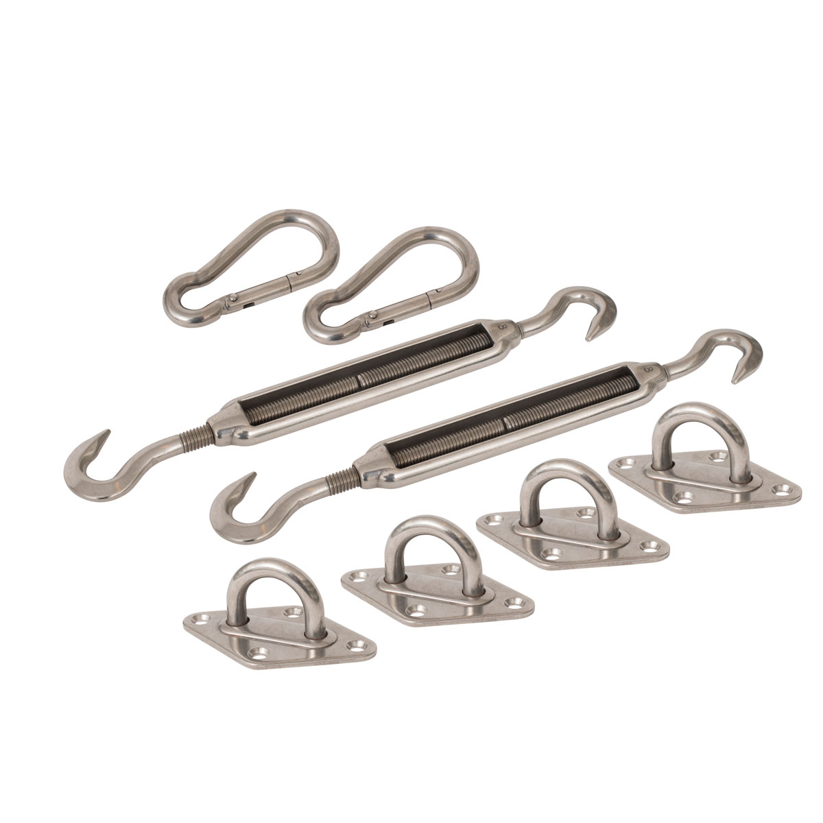 Windhager Befestigungsset für Sonnensegel 2 x Spannanker 2 x Karabinerhaken 4 x Halteösen Edelstahl