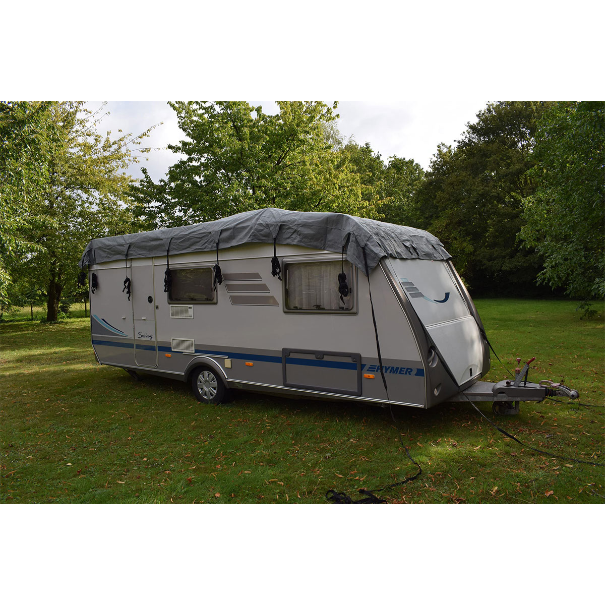 VidaXL Wohnwagen Abdeckplane 600x300cm - Graue Vliesstoff Plane Mit Gurten