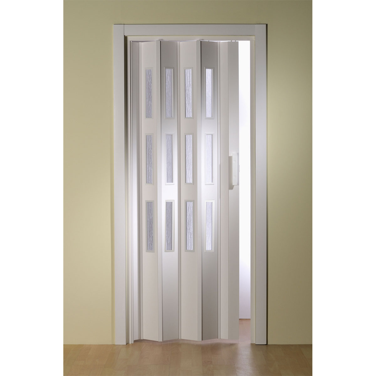 FORTE Kunststoff-Falttür Luciana B 88,5 x H 202 cm weiß 3 Fenster