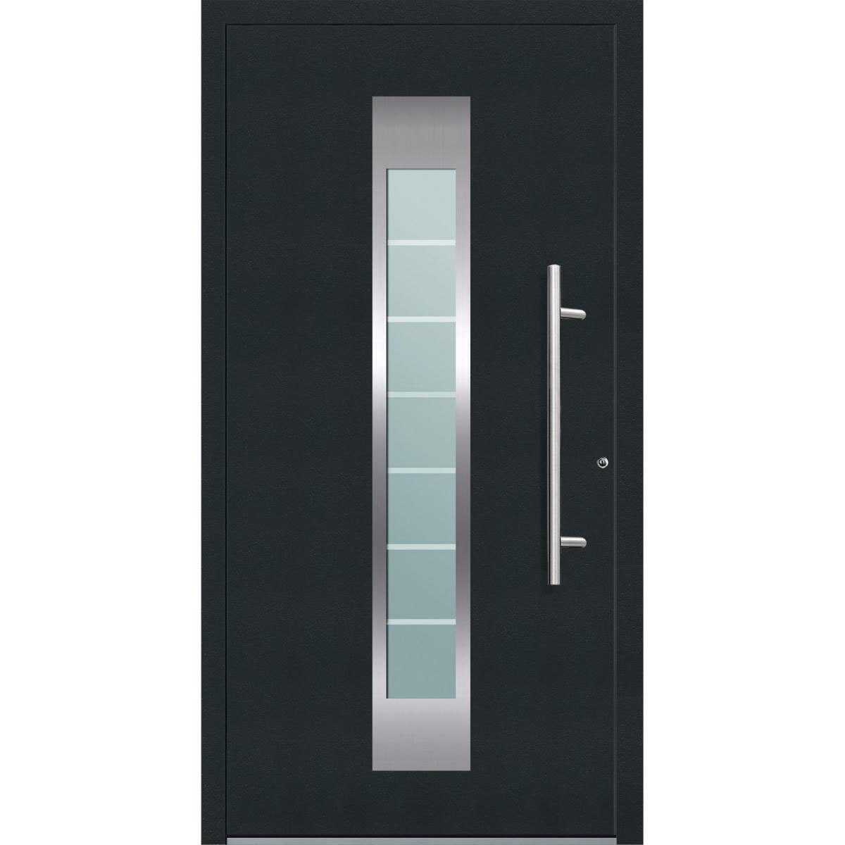 Aluminium Sicherheits-Haustür „Florenz Exklusiv“, 75mm, anthrazit, 110x210 cm, Anschlag rechts, inkl. Griffset