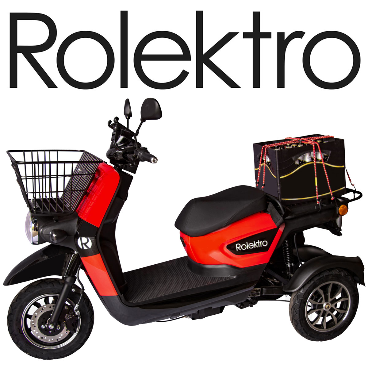 Rolektro E-Carrier 25, Rot, XXL-Gepäckträger E-Trike Seniorenmobil Elektroroller