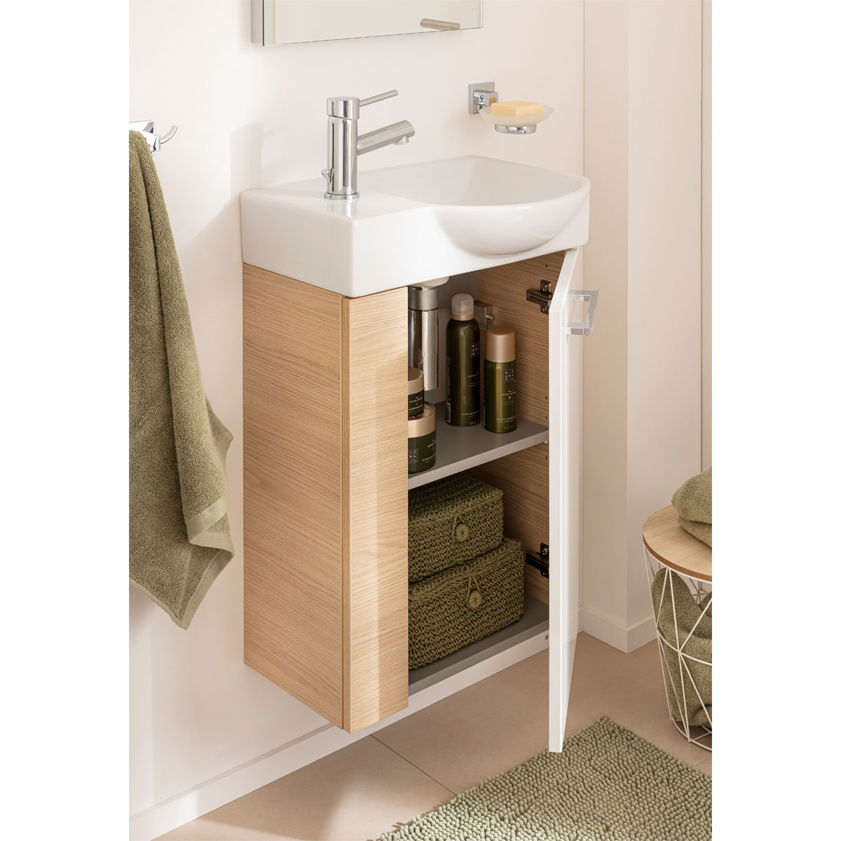 Fackelmann  Gäste-WC Waschtischunterschrank rechts SBC 440 x 600 x 243 mm Sandeiche/Weiß Bild 6