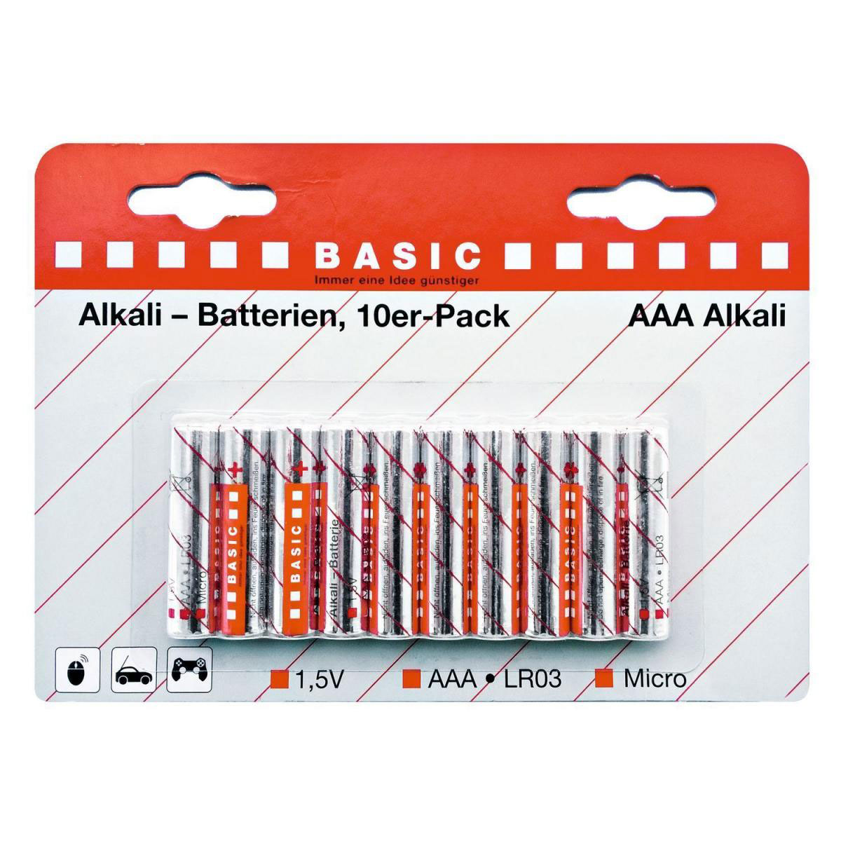 Basic Alkaline-Batterien AAA 1,5V 10er-Pack