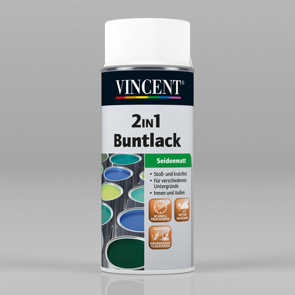 Vincent 2in1 Buntlack Spray Reinweiß seidenmatt 150 ml