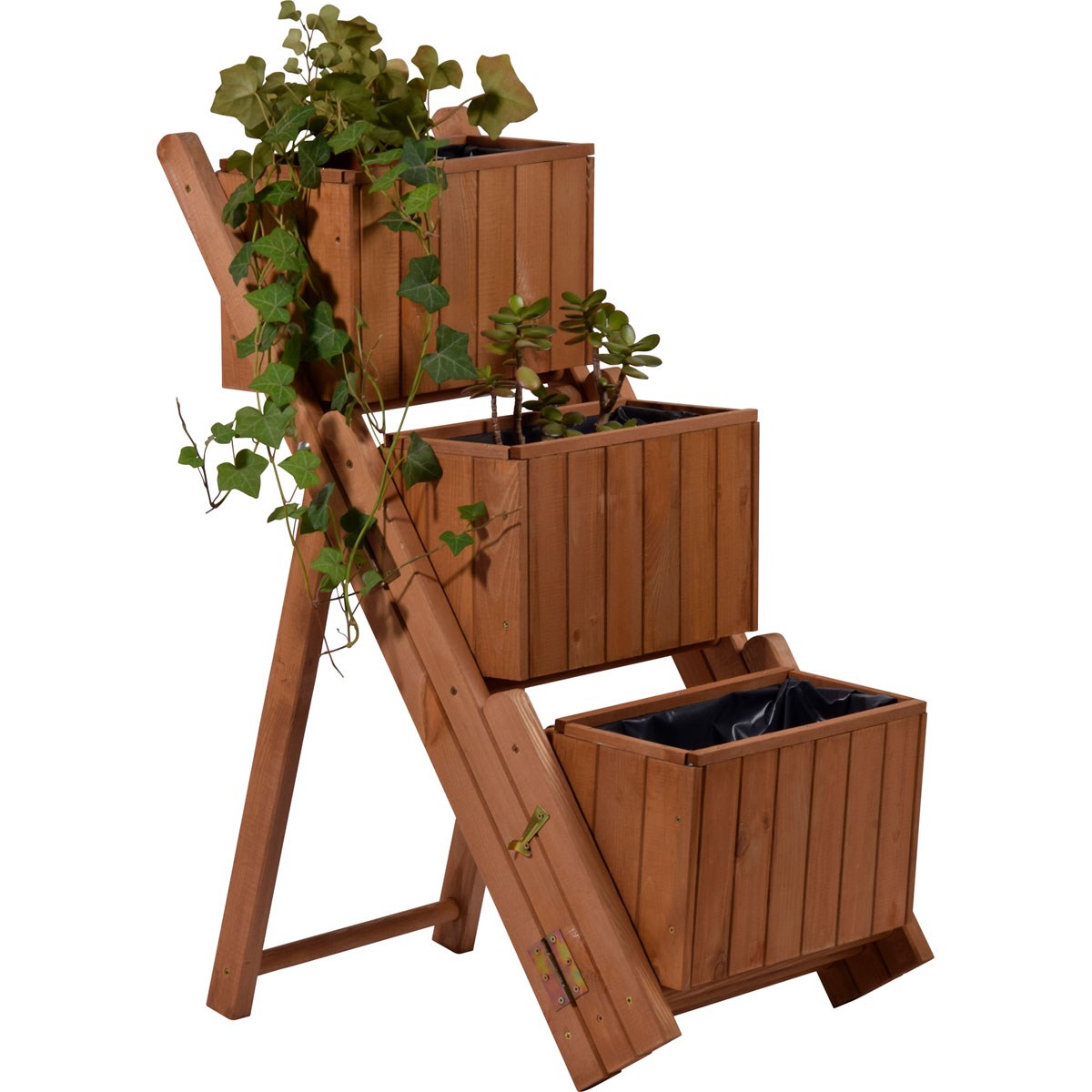 dobar Pflanztreppe ausklappbar 41 x 85 x 55 cm grau Kiefer braun Bild 4