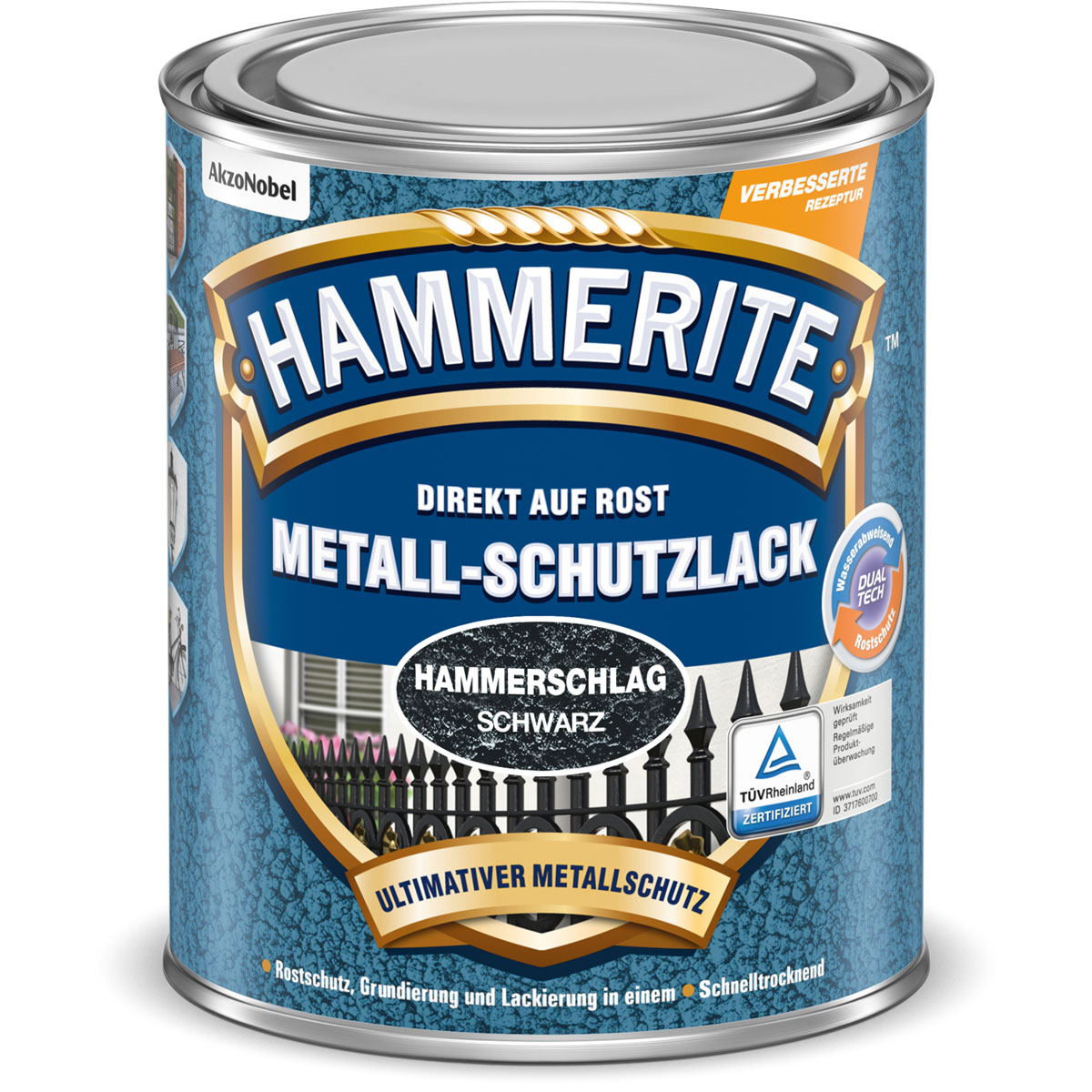 Hammerite Metallschutzlack schwarz Hammerschlag 250 ml