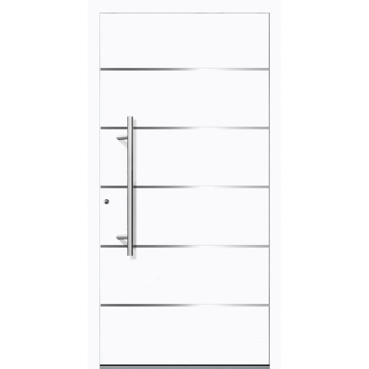 Aluminium Sicherheits-Haustür „Livorno Superior“, 60mm, weiß, 110x210 cm, Anschlag links, inkl. Griffset