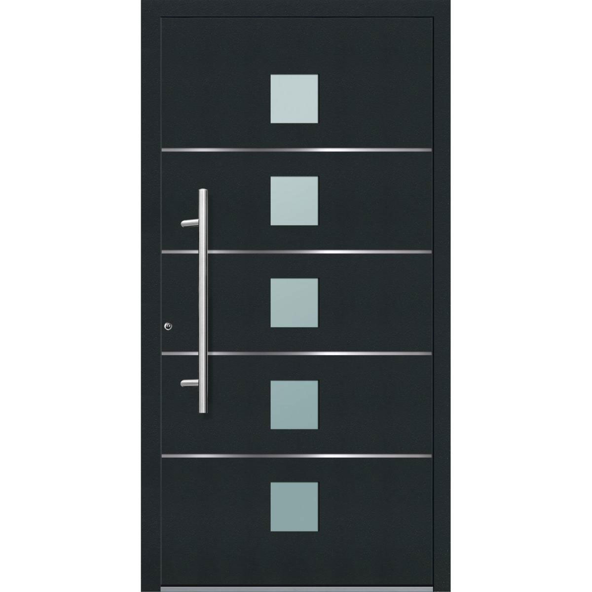 Aluminium Sicherheits-Haustür „Triest Exklusiv“, 75mm, anthrazit, 110x210 cm, Anschlag links, inkl. Griffset