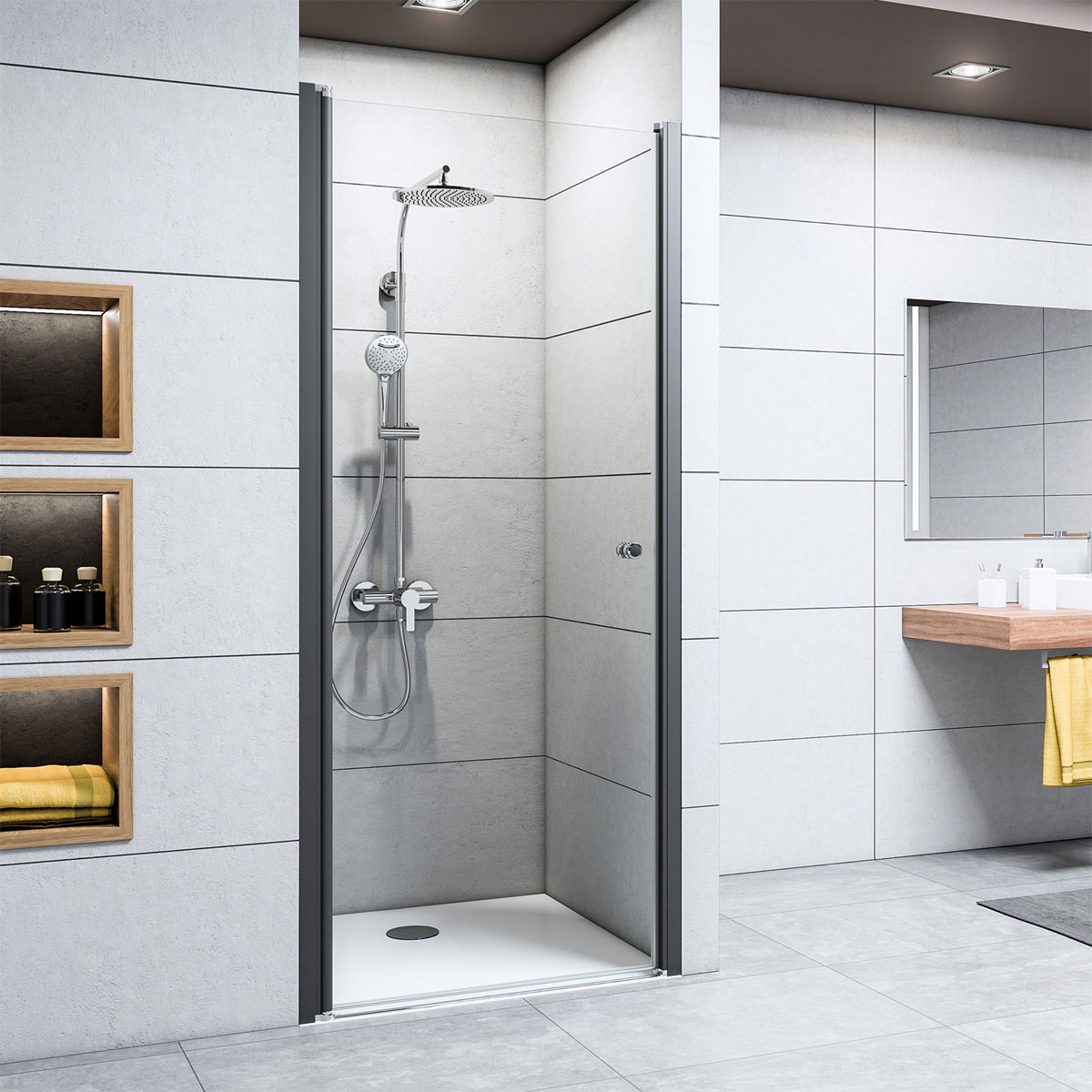 Breuer  Drehtür Elana 6 für Nische Anschlag links schwarz matt Terrazzo 800 mm Bild 1