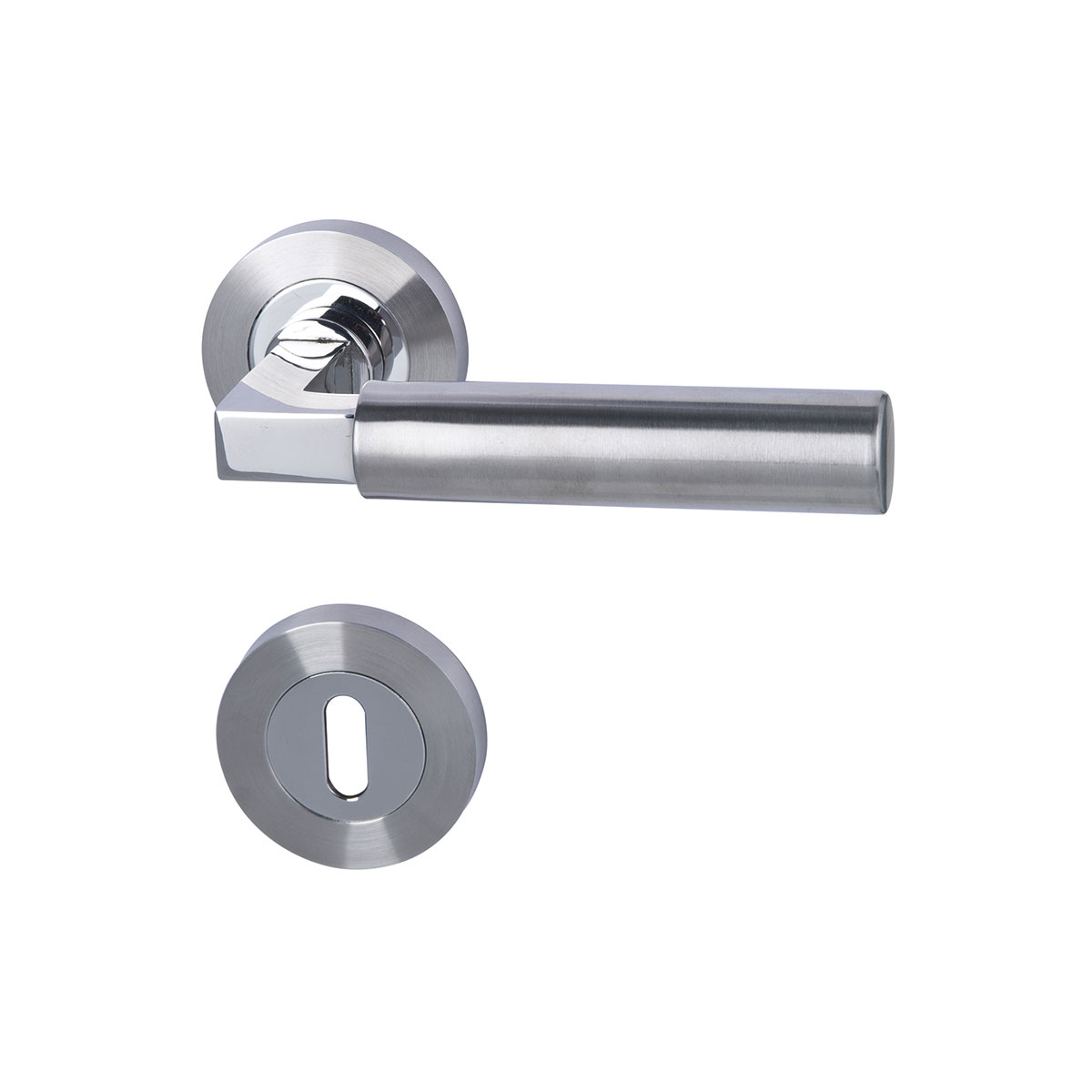 Alpertec Rosettengarnitur Solid 2-R Edelstahl poliert/satiniert BB