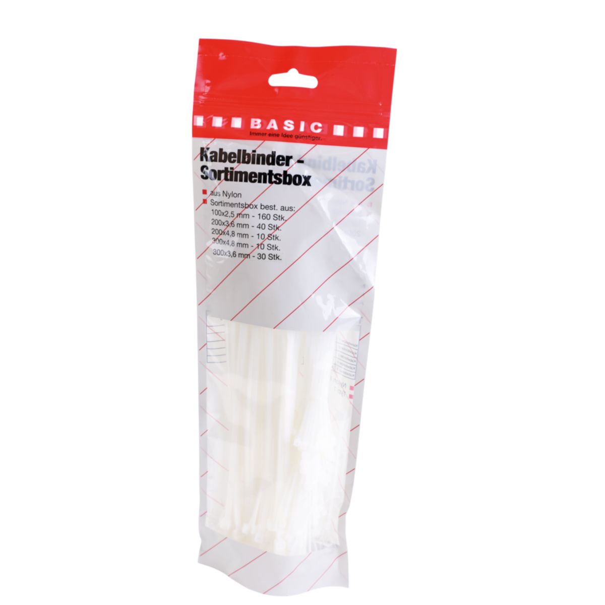 Basic Kabelbinder-Set weiß 250-teilig Bild 1