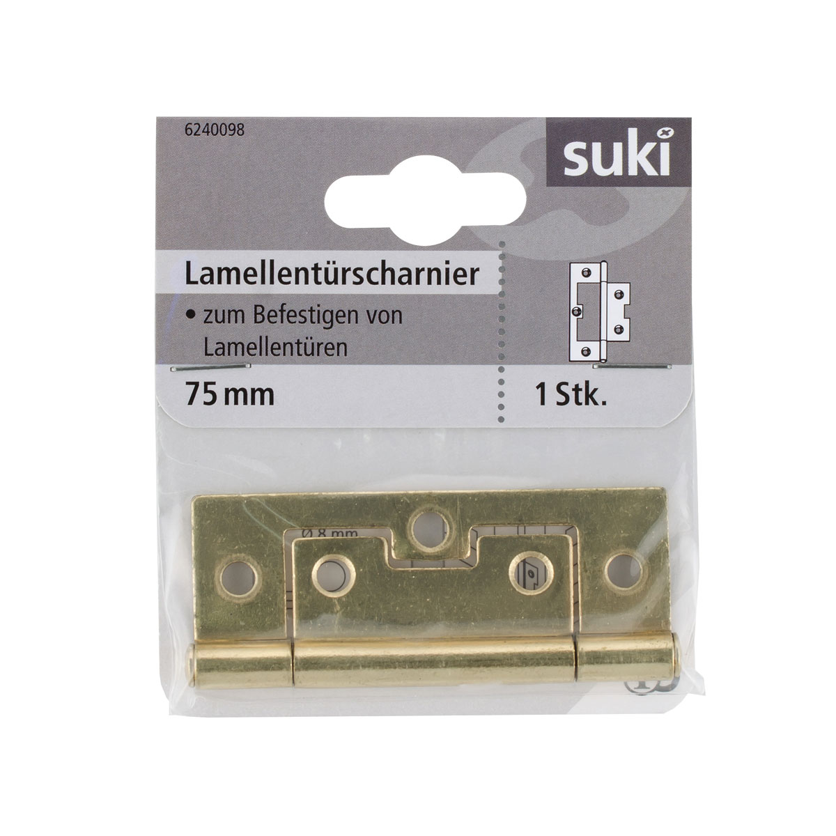 Suki Lamellentürscharnier vermessingt 7,5 cm