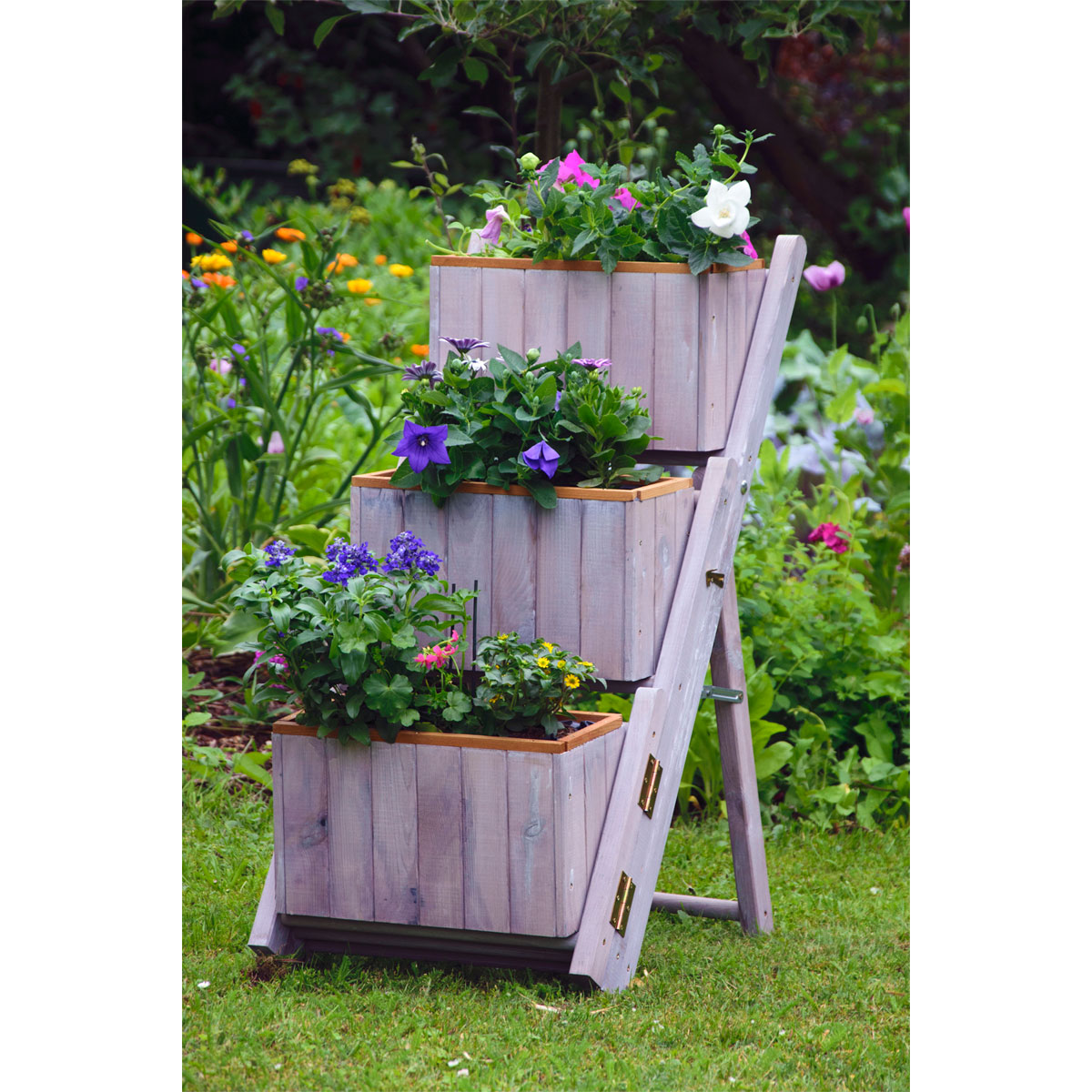 dobar Pflanztreppe ausklappbar 41 x 85 x 55 cm grau Kiefer grau Bild 6