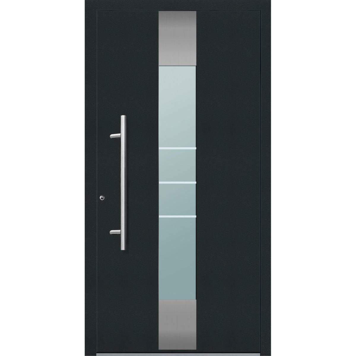 Aluminium Sicherheits-Haustür „Catania Exklusiv“, 75mm, anthrazit, 100x210 cm, Anschlag links, inkl. Griffset