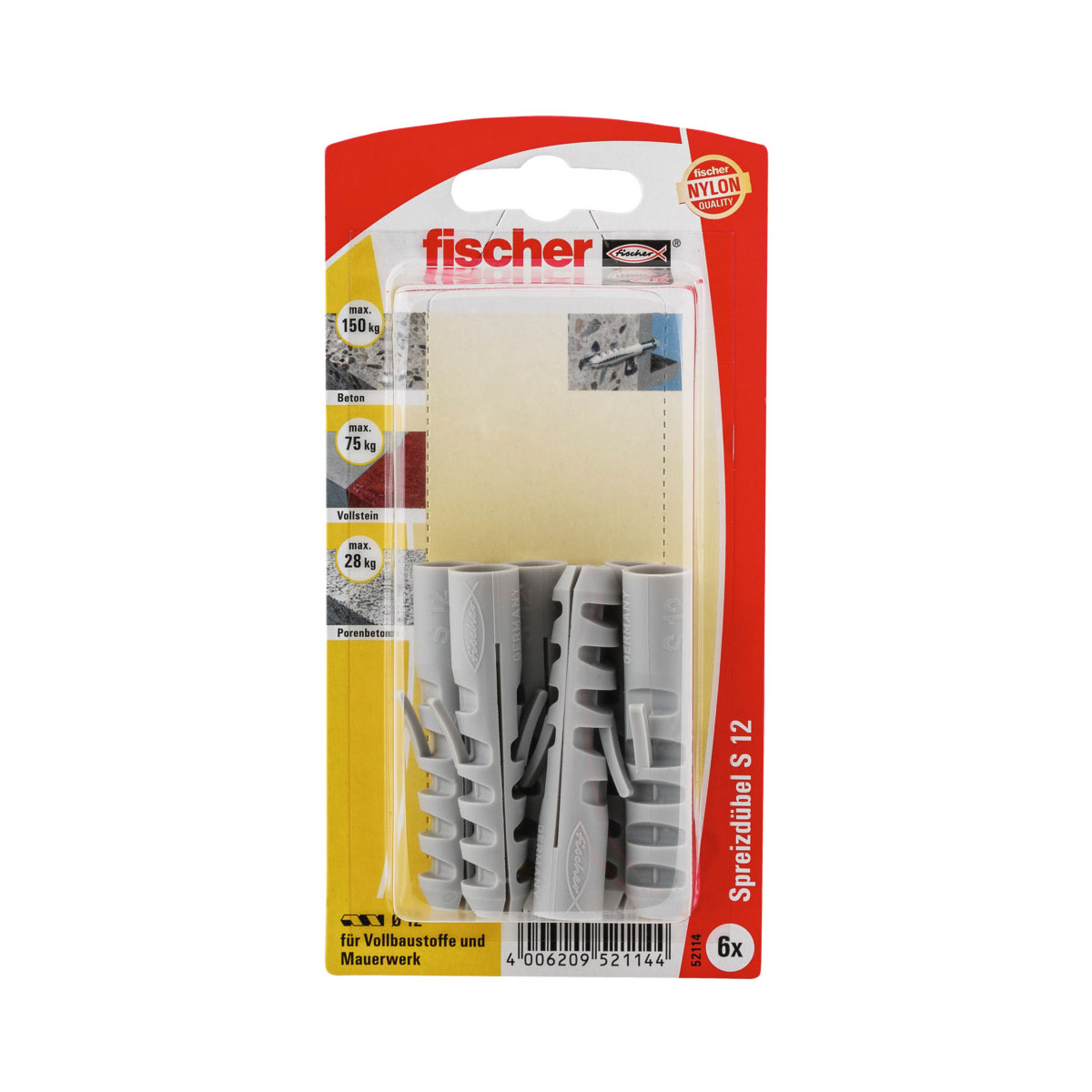 Fischer  Dübel S 12 6 Stück