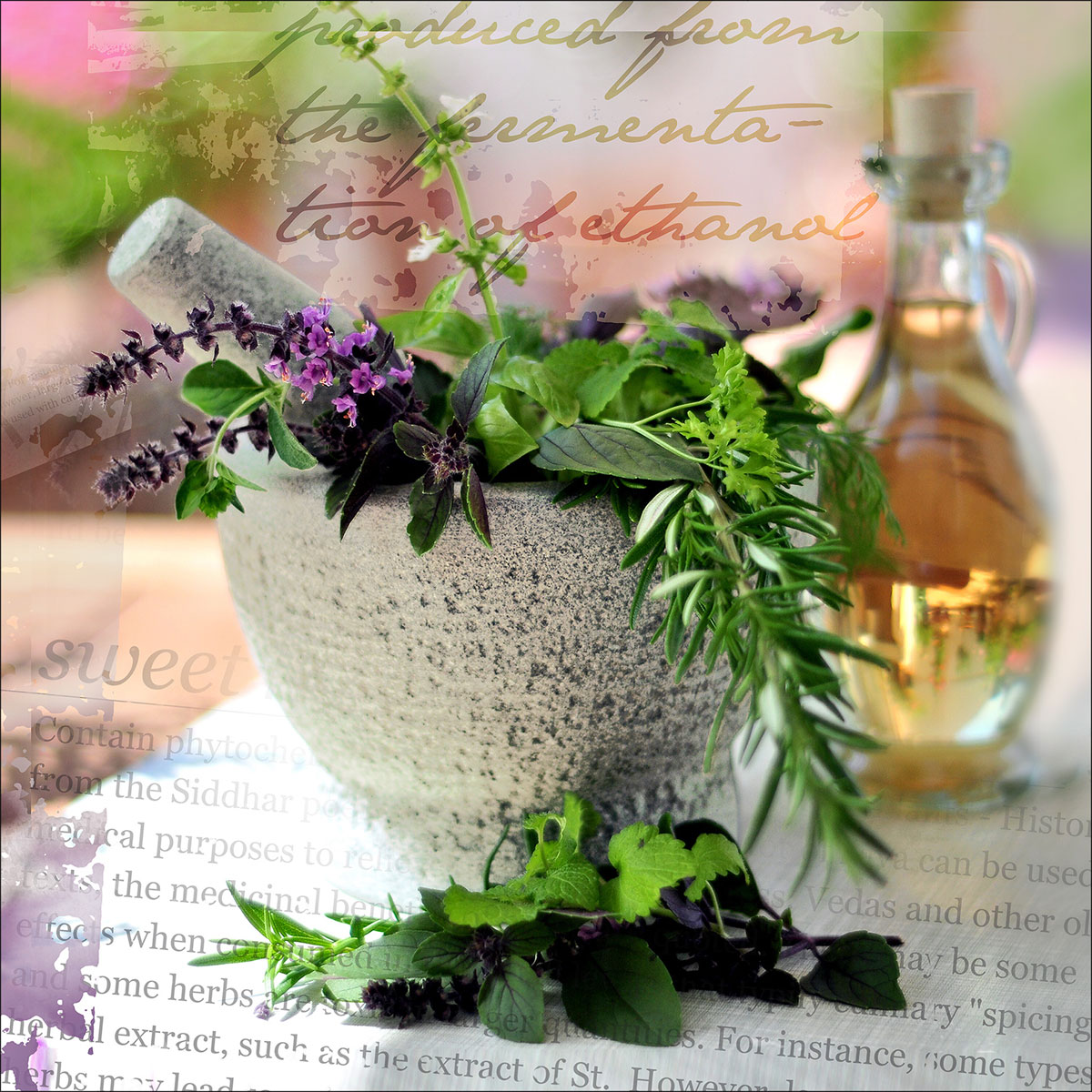 Canvas-Art Herbage pestle I 30 x 30 cm