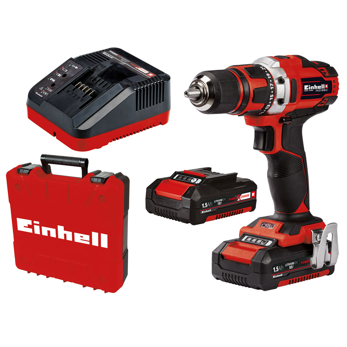 Einhell Akku-Bohrschrauber-Set TE-CD 18/40 Li 4-teilig