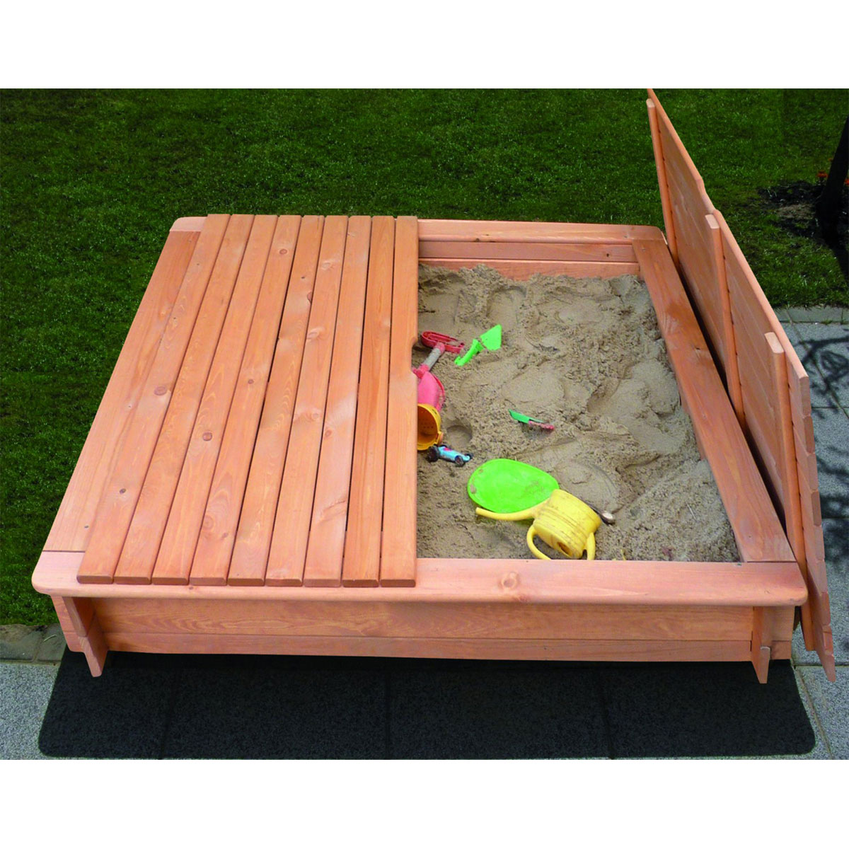 Promadino Sandkasten Tessa 140 x 140 cm mit Vollabdeckung Bild 2