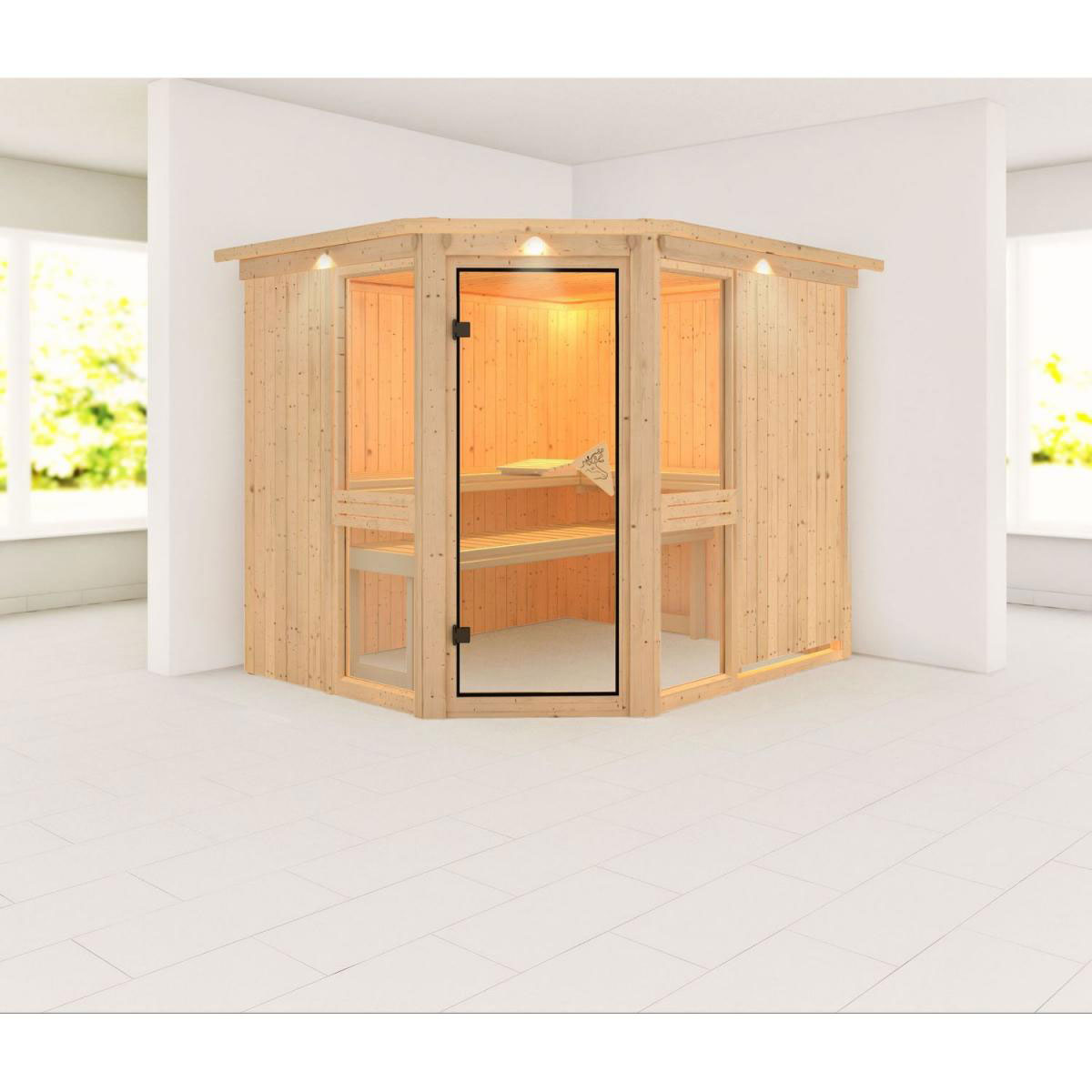 Karibu Amelia 3 Eckeinstieg ohne Ofen mit Kranz Bild 2