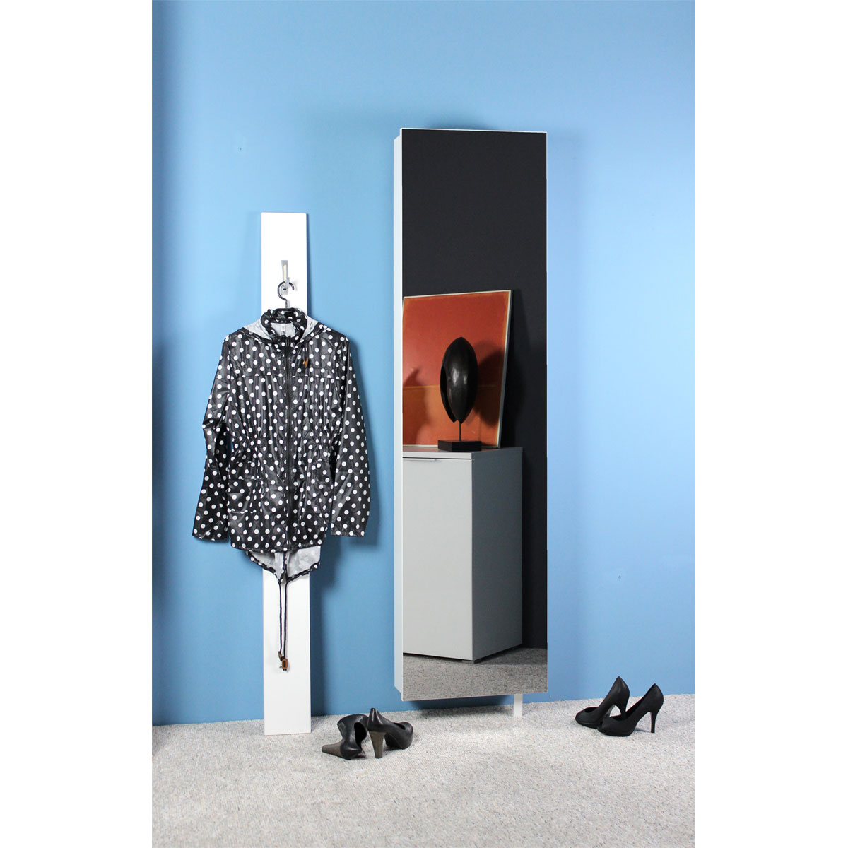 Drehschrank Ordnung mit Spiegelfront 50 x 195 x 18 cm weiß Bild 5