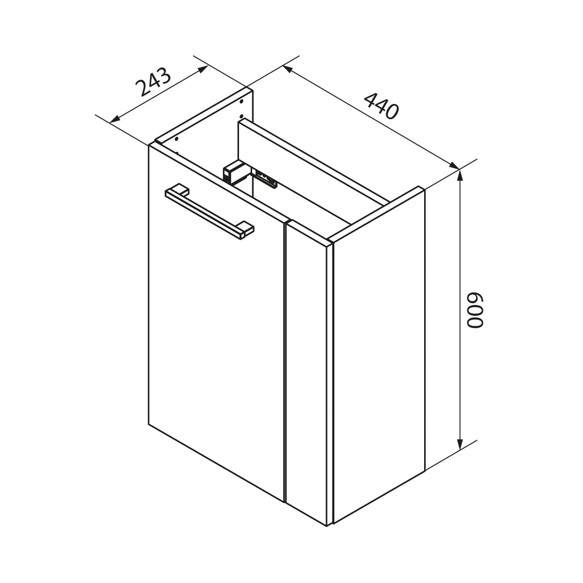 Fackelmann  Gäste-WC Waschtischunterschrank links SBC 440 x 600 x 243 mm NatureOak Bild 8