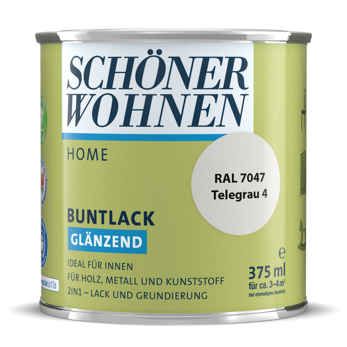 Schöner Wohnen Farbe Buntlack Home Telegrau glänzend 375 ml