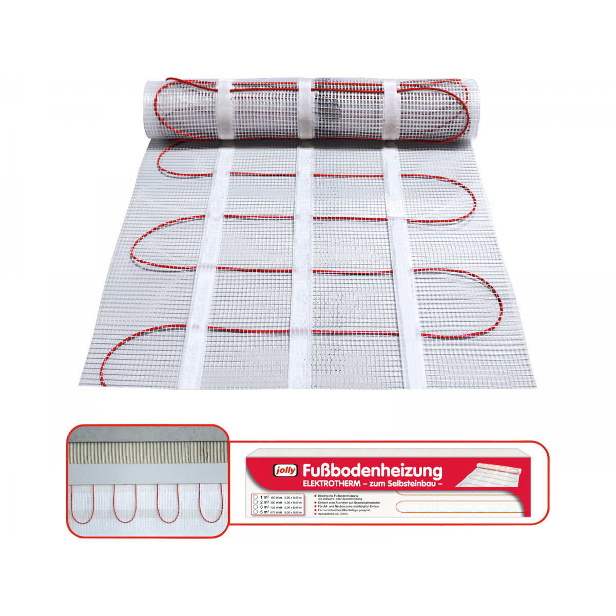 Jollytherm Elektrische Fußbodenheizung Elektrotherm 2 m² Bild 1