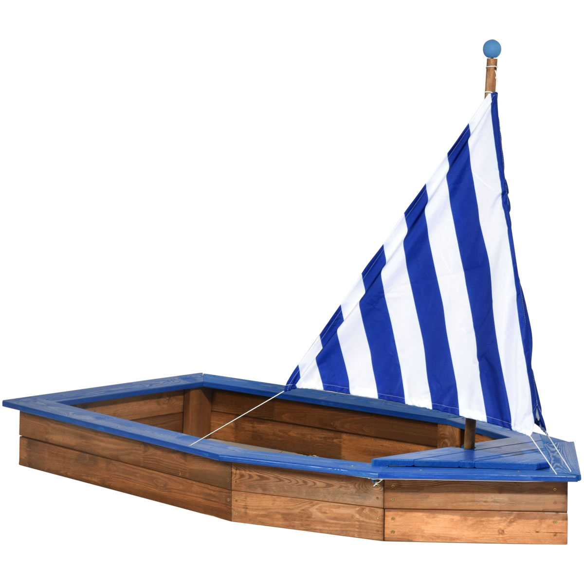dobar Sandkasten Schiff-Form 180 x 96 x 125 cm blau-weiß gestreift Bild 6