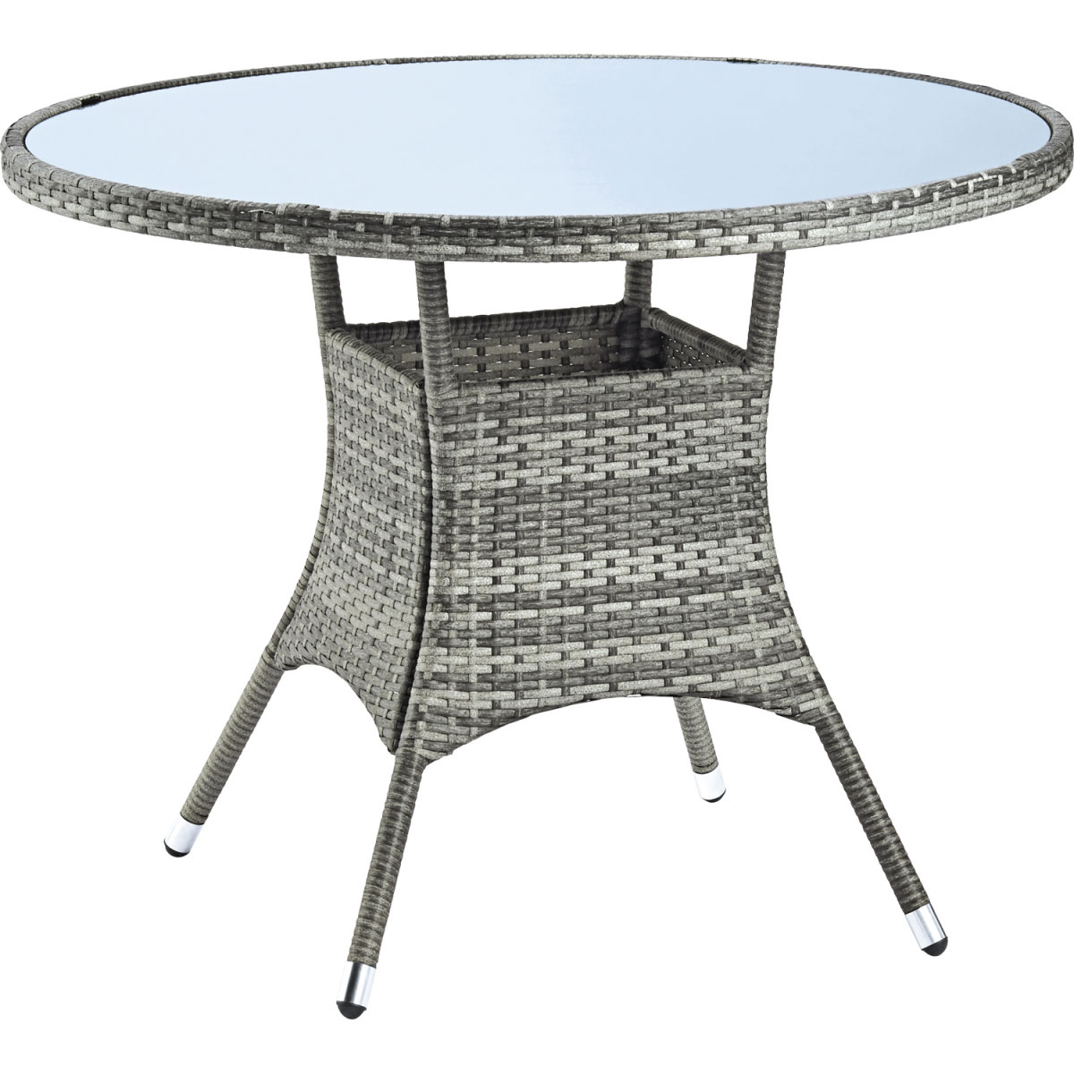 Gartenmöbel-Set „Menorca“ inkl. Kissen, Tisch Ø100 cm, grau meliert