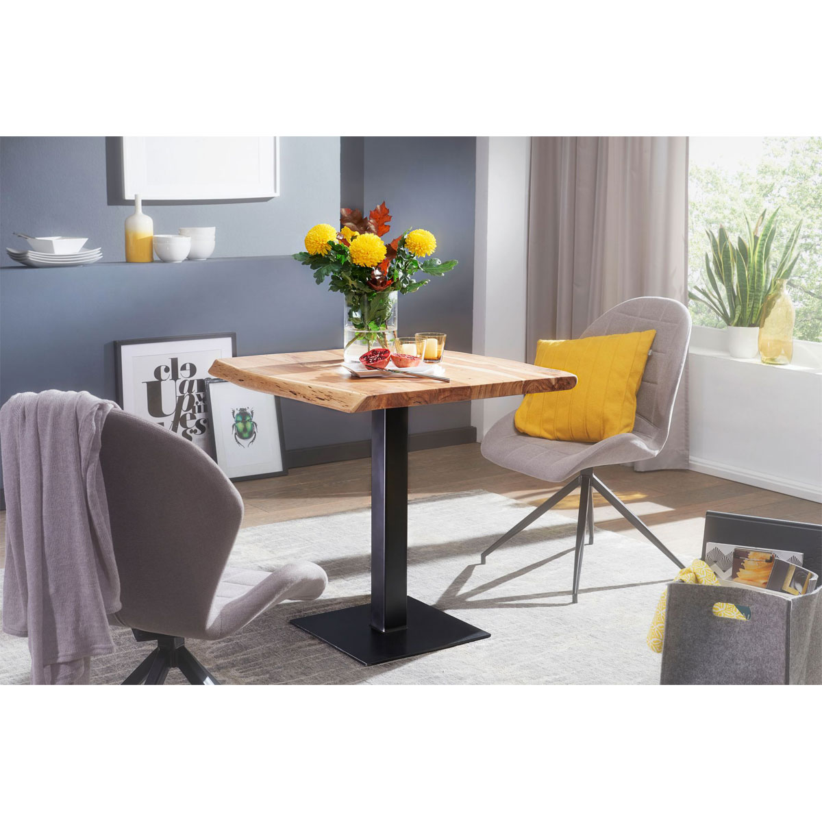 Wohnling Esstisch „Baumkante“, 80x75x75 cm, Akazie Massivholz Bild 2