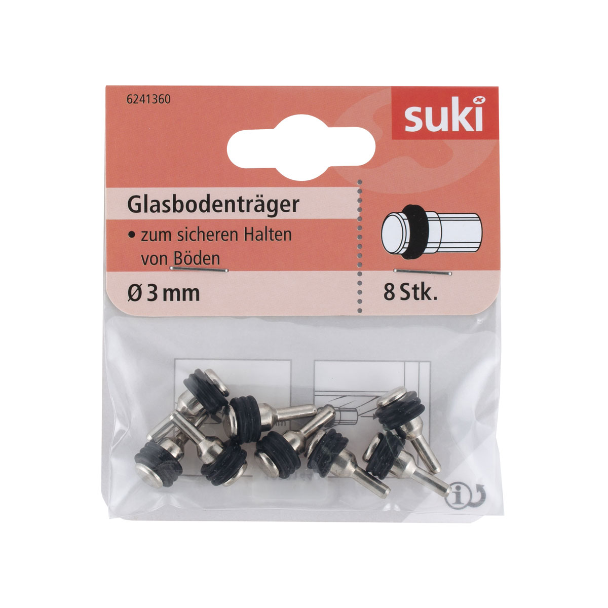 Suki Bodenträger Kunststoff Durchmesser 0,5 x 0,8 cm schwarz 8 Stück