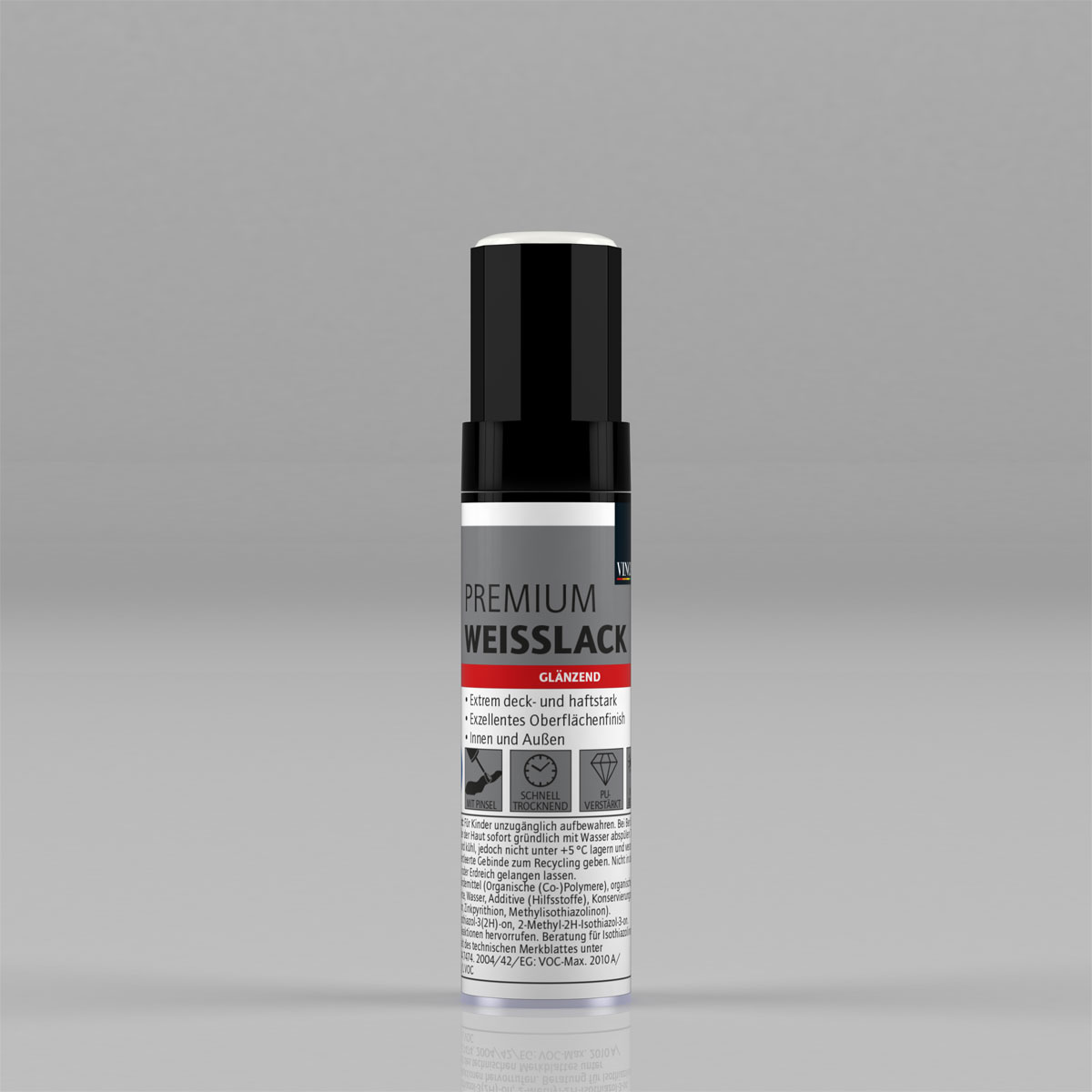 Vincent  Premium Weißlack Brilliantweiß glänzend 12 ml Bild 2