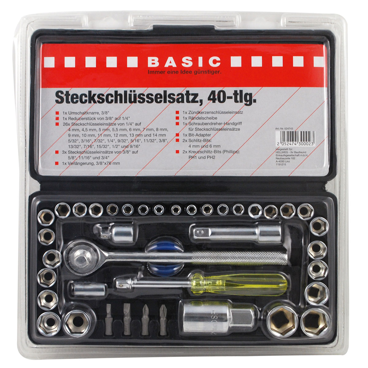 Basic Steckschlüssel-Satz 40-teilig