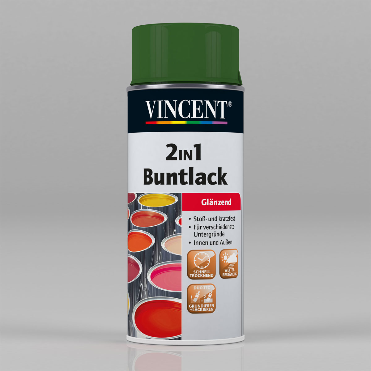 Vincent 2in1 Buntlack Spray Laubgrün glänzend 0,4 L
