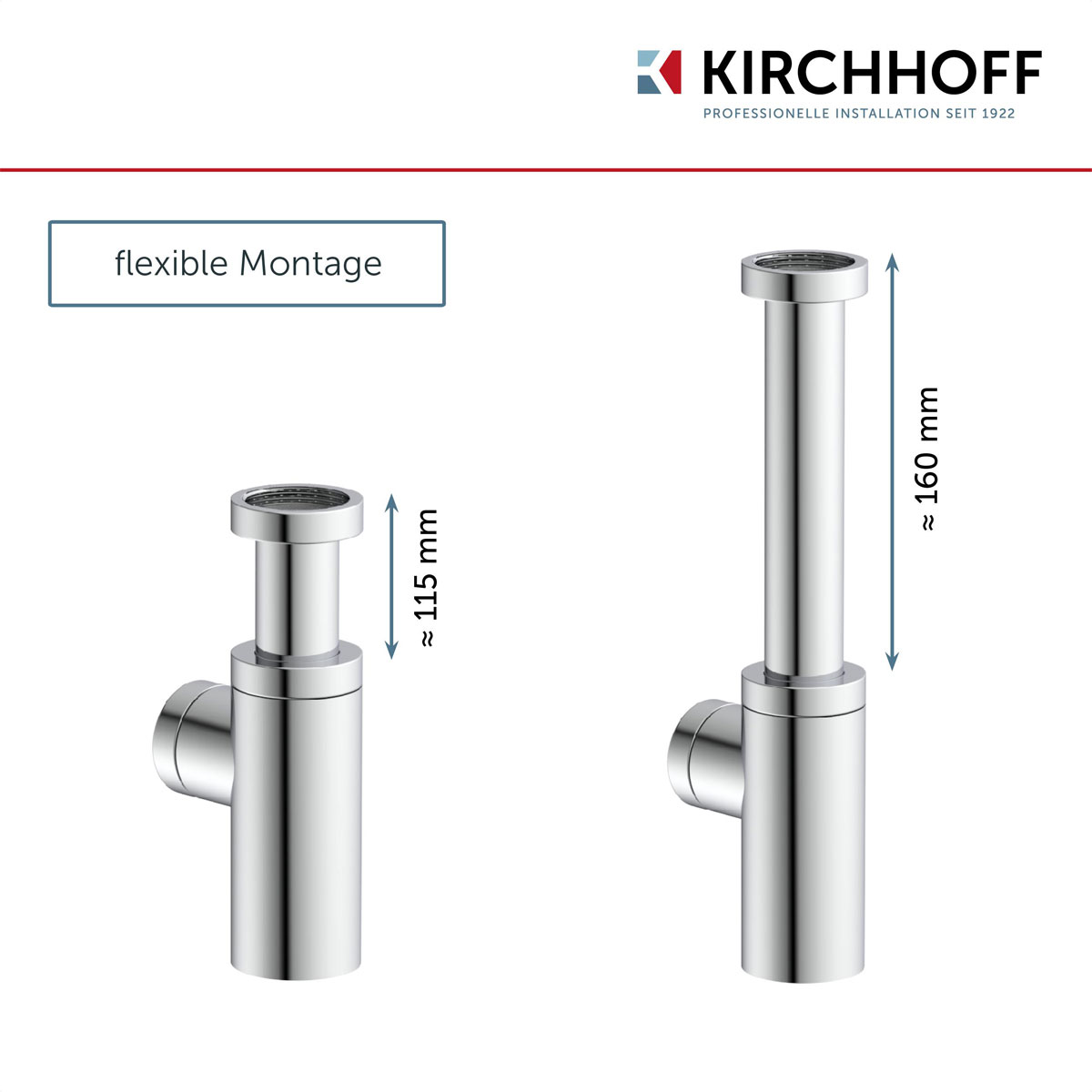 Kirchhoff Design-Flaschsiphon DS-5WK 1¼ x 32 mm verchromt Bild 2