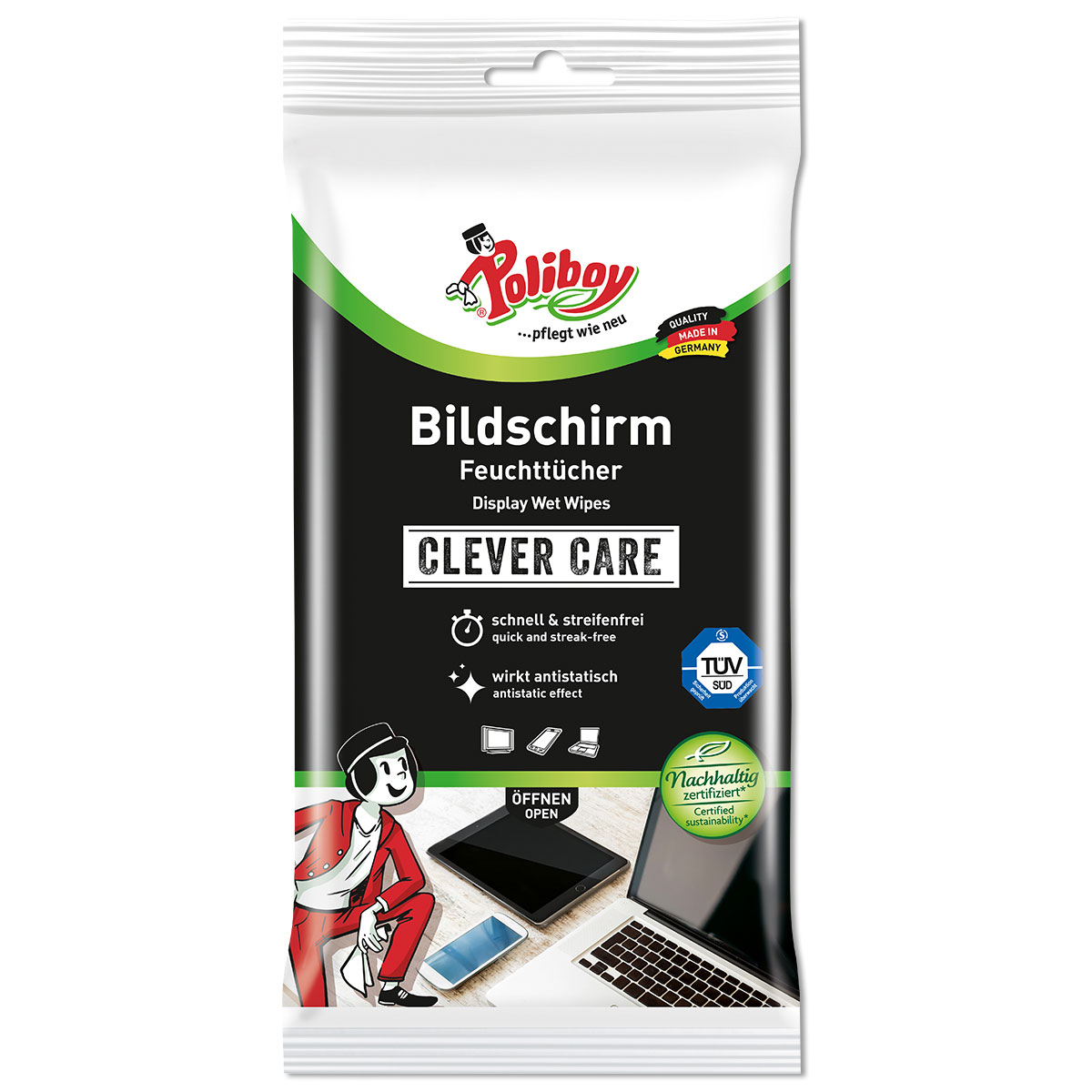 Poliboy Bildschirm-Feuchttücher 30 Stück