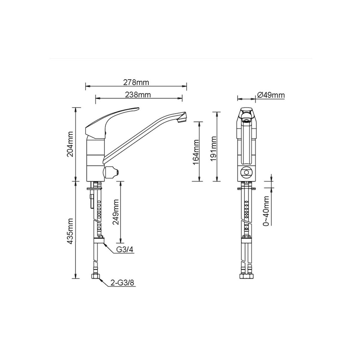 Lenz  Küchenarmatur KELA mit Geräteanschluss chrom Bild 2