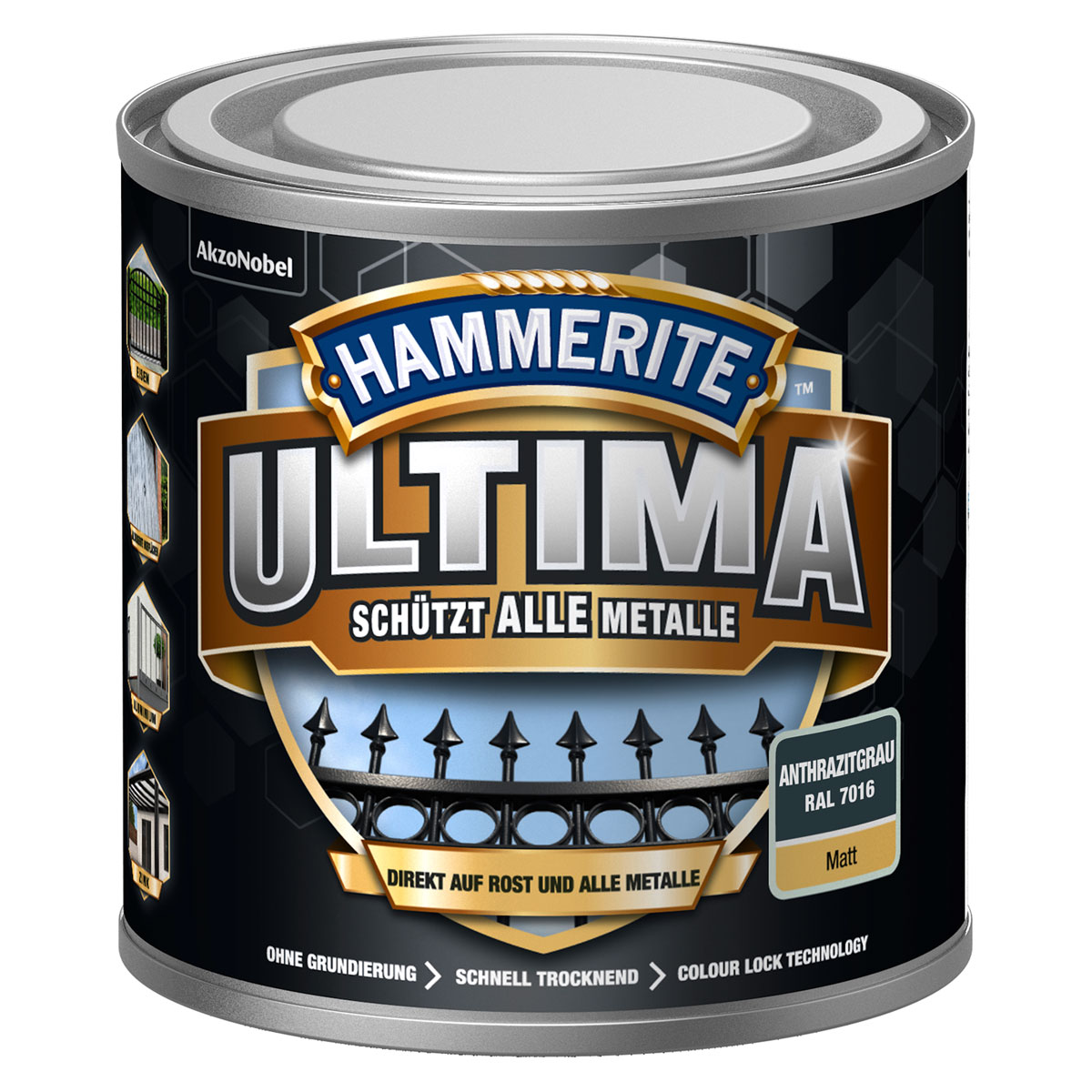 Hammerite Metallschutzlack Ultima anthrazitgrau matt 250 ml, 0,25, Matt