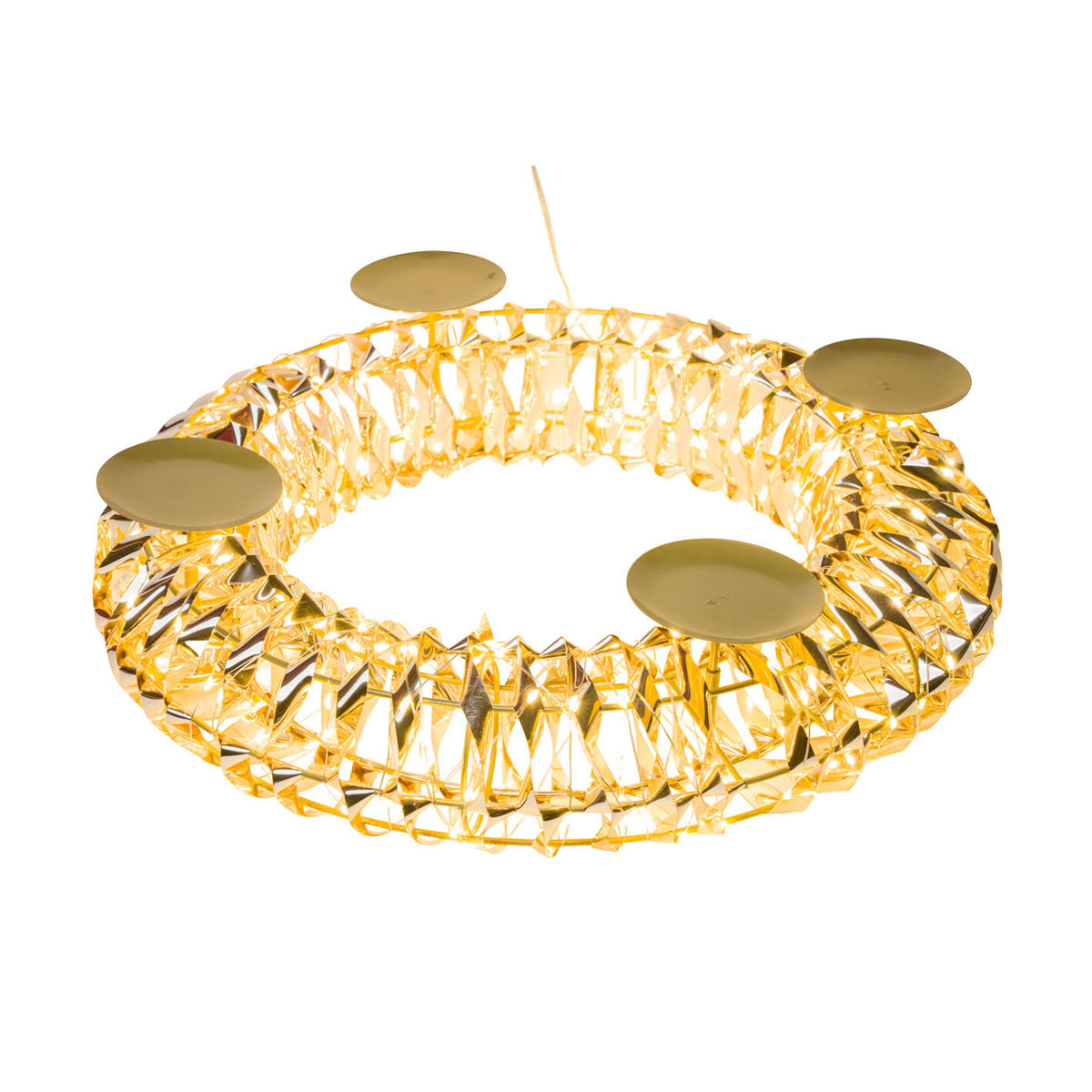 LED-Adventsmetallkranz gold 41x41x11cm
