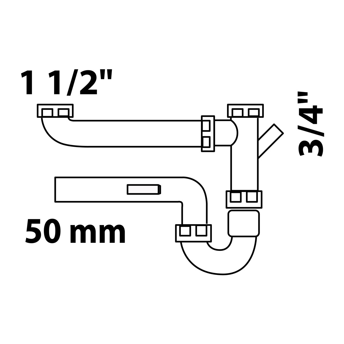 Doppel-Spültisch-Röhrensiphon „ECO-SAVE KS“, 1 1/2" IG x Ø 50 mm