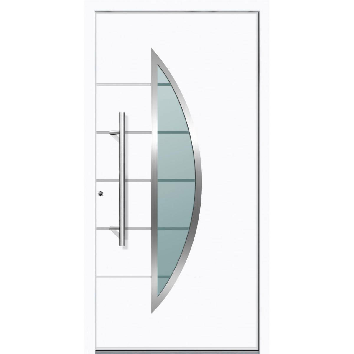 Aluminium Sicherheits-Haustür „Sassari Superior“, 60mm, weiß, 110x210 cm, Anschlag links, inkl. Griffset